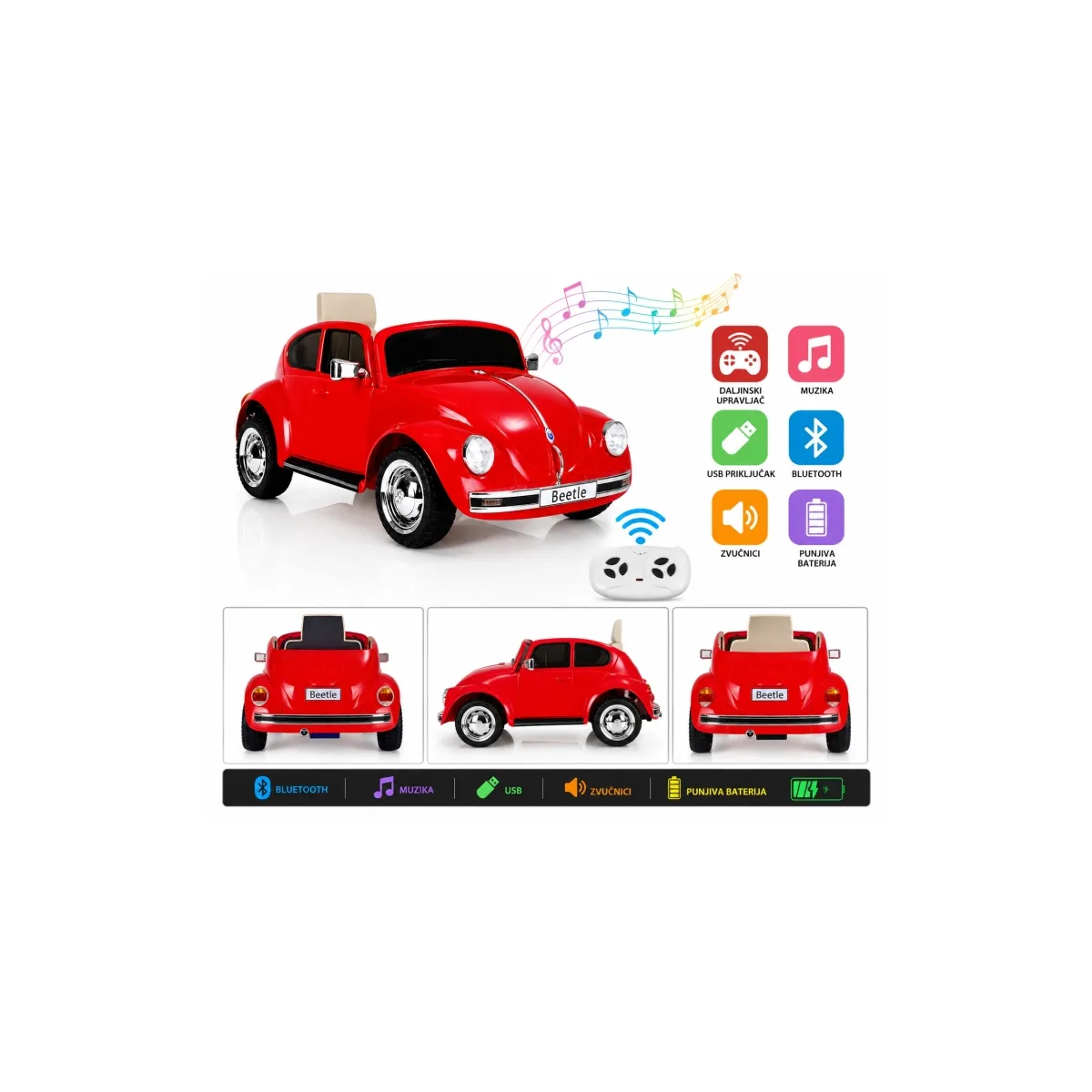 Električni automobil VW Beetle JE1818 – Crvena