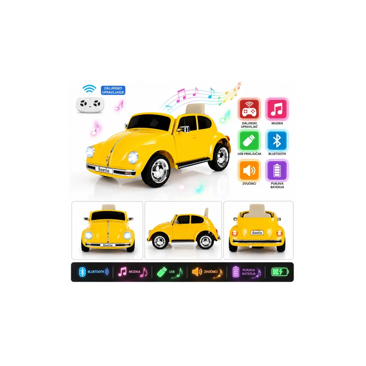 Električni automobil VW Beetle JE1818 – Žuta