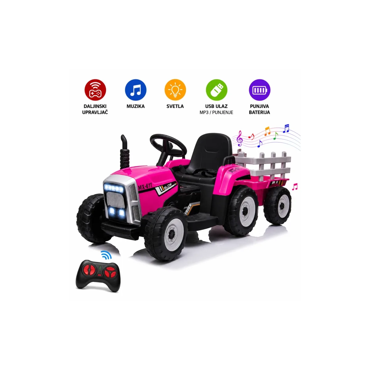 Električni traktor Tract XMX611 – Pink