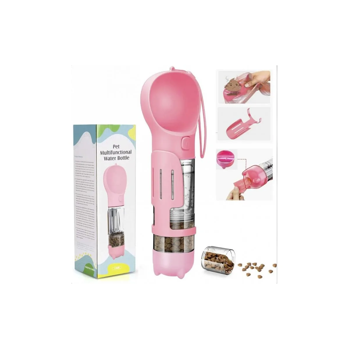 Flašica za pse i mačke 2 u 1 – Pink